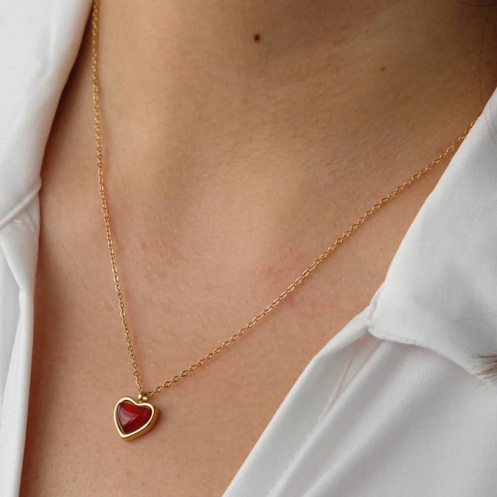 Collana con Ciondolo Cuore Rosso